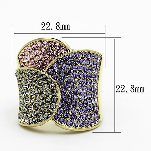 TK1420 - IP Gold(Ion Plating) Stainless Steel Ring with Top Grade Crystal  in Multi Color-1
