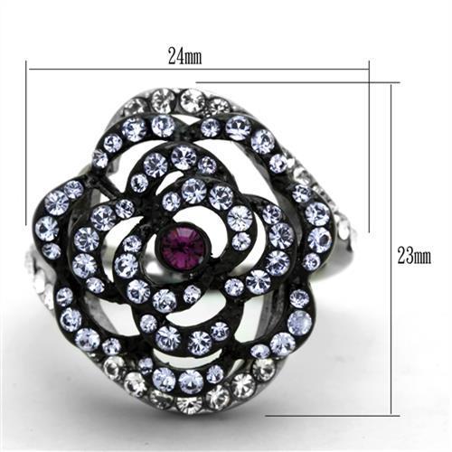 TK1422 - Two-Tone IP Black Stainless Steel Ring with Top Grade Crystal  in Amethyst-1