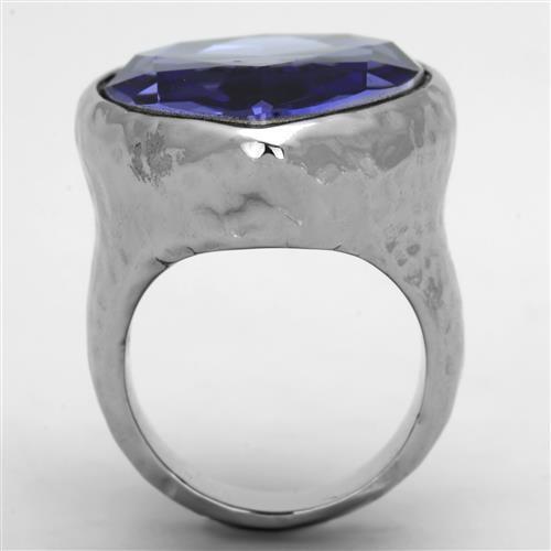 TK1426 - High polished (no plating) Stainless Steel Ring with Top Grade Crystal  in Tanzanite-2