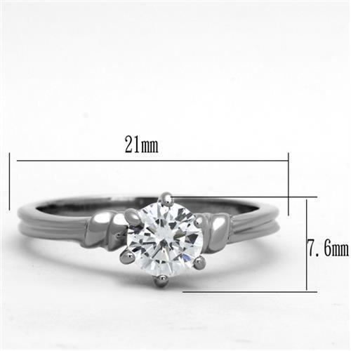 TK1431 - High polished (no plating) Stainless Steel Ring with AAA Grade CZ  in Clear-1