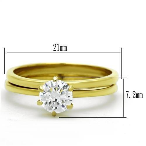 TK1439 - IP Gold(Ion Plating) Stainless Steel Ring with AAA Grade CZ  in Clear-1