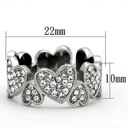 TK1443 - High polished (no plating) Stainless Steel Ring with Top Grade Crystal  in Clear-1