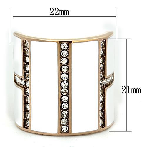 TK1444 - IP Rose Gold(Ion Plating) Stainless Steel Ring with Top Grade Crystal  in Clear-1