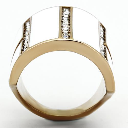 TK1444 - IP Rose Gold(Ion Plating) Stainless Steel Ring with Top Grade Crystal  in Clear-2