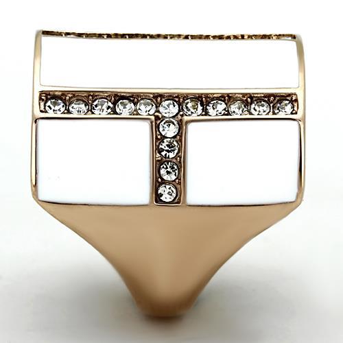 TK1444 - IP Rose Gold(Ion Plating) Stainless Steel Ring with Top Grade Crystal  in Clear-3