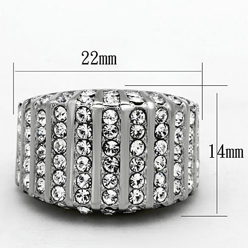 TK1447 - High polished (no plating) Stainless Steel Ring with Top Grade Crystal  in Clear-1