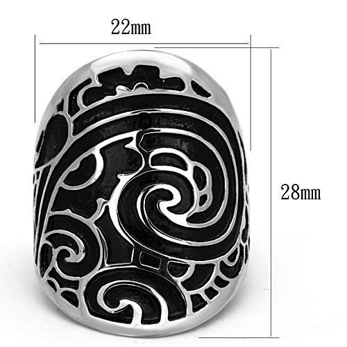 TK1448 - High polished (no plating) Stainless Steel Ring with Epoxy  in Jet-1