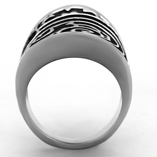 TK1448 - High polished (no plating) Stainless Steel Ring with Epoxy  in Jet-2