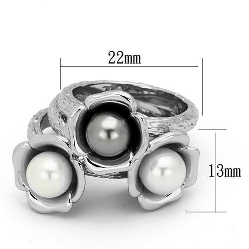 TK1449 - High polished (no plating) Stainless Steel Ring with Synthetic Pearl in Multi Color-1