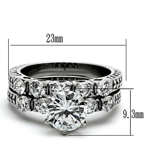TK1450 - High polished (no plating) Stainless Steel Ring with AAA Grade CZ  in Clear-1