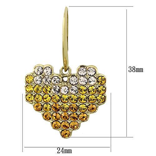 TK1455 - IP Gold(Ion Plating) Stainless Steel Earrings with Top Grade Crystal  in Multi Color-1