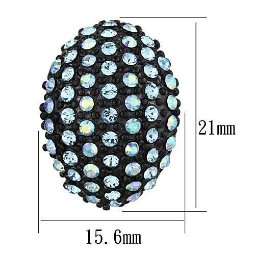 TK1459 - IP Black(Ion Plating) Stainless Steel Earrings with Top Grade Crystal  in Aquamarine AB-1