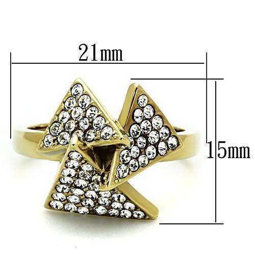 TK1485 - IP Gold(Ion Plating) Stainless Steel Ring with Top Grade Crystal  in Clear-1