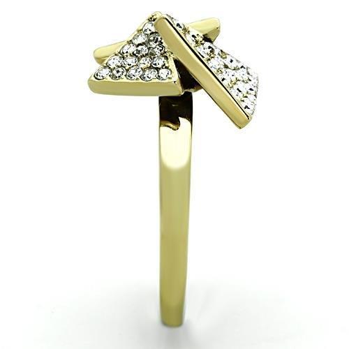 TK1485 - IP Gold(Ion Plating) Stainless Steel Ring with Top Grade Crystal  in Clear-3