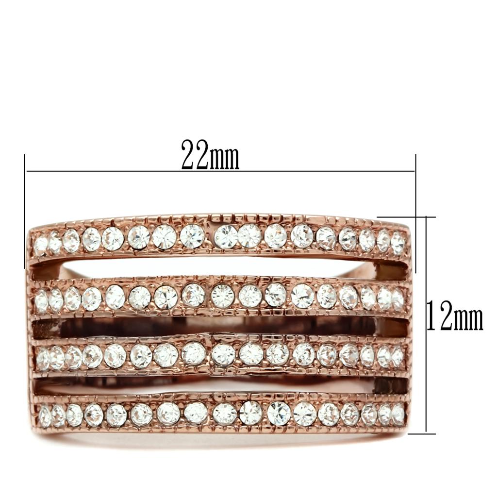 TK1492 - IP Rose Gold(Ion Plating) Stainless Steel Ring with AAA Grade CZ  in Clear-1