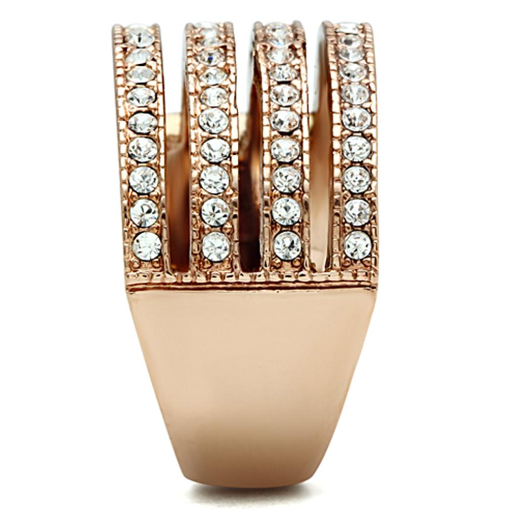 TK1492 - IP Rose Gold(Ion Plating) Stainless Steel Ring with AAA Grade CZ  in Clear-3