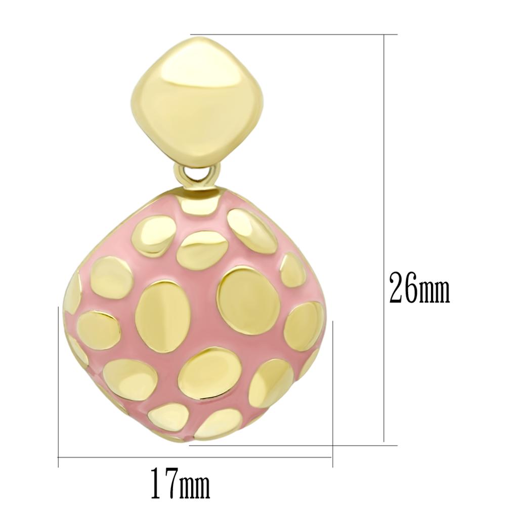 TK1502 - IP Gold(Ion Plating) Stainless Steel Earrings with Epoxy  in Light Rose-1