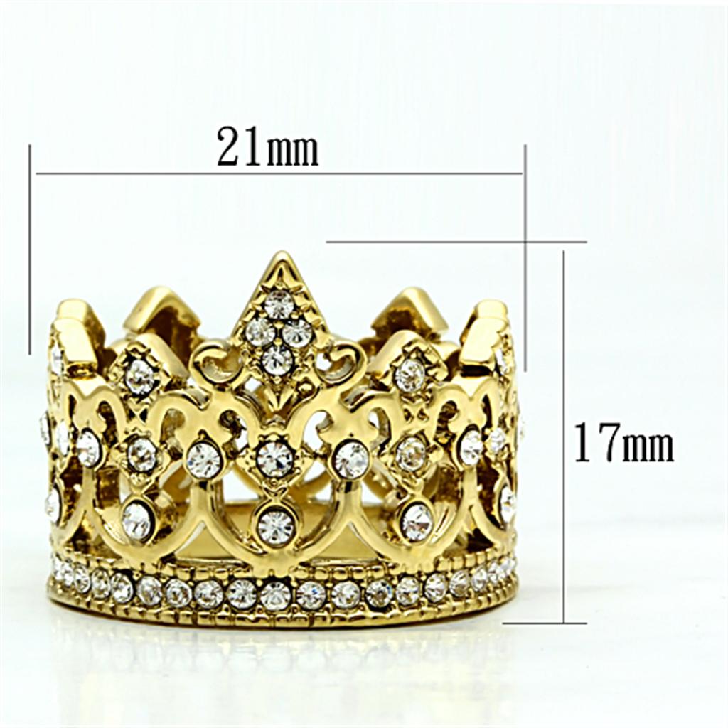 TK1507 - IP Gold(Ion Plating) Stainless Steel Ring with Top Grade Crystal  in Clear-1