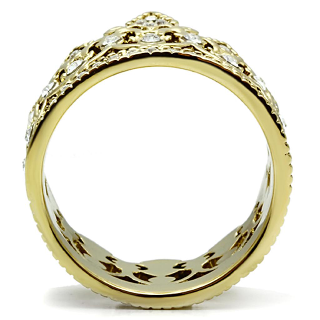 TK1507 - IP Gold(Ion Plating) Stainless Steel Ring with Top Grade Crystal  in Clear-2