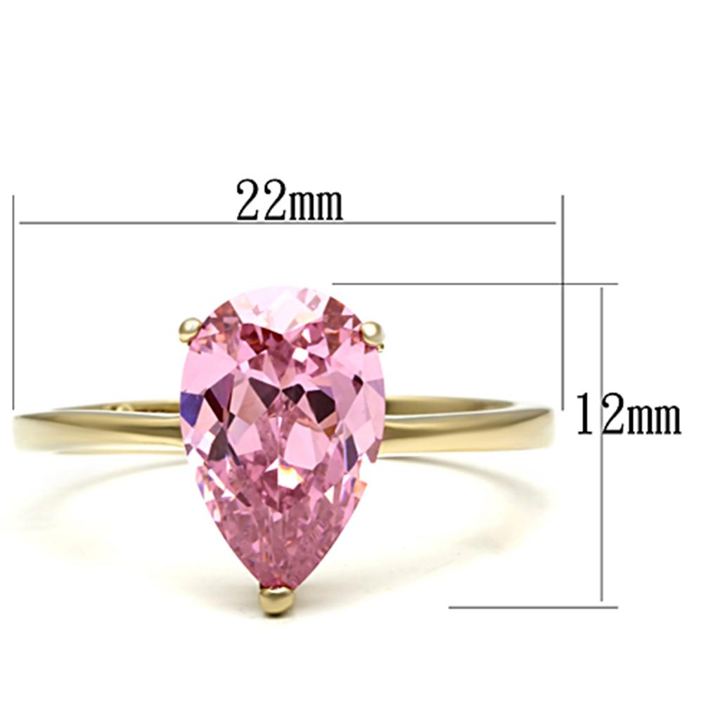 TK1508 - IP Gold(Ion Plating) Stainless Steel Ring with AAA Grade CZ  in Rose-1