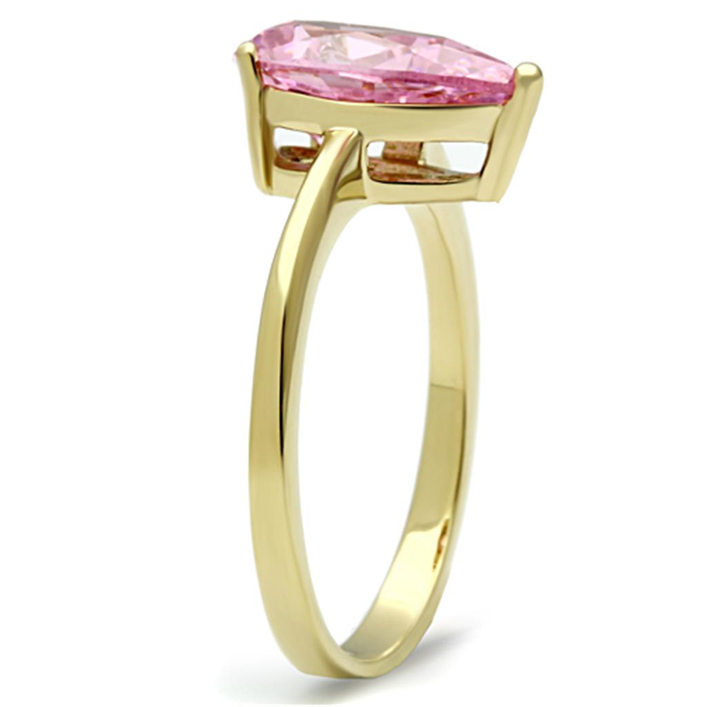 TK1508 - IP Gold(Ion Plating) Stainless Steel Ring with AAA Grade CZ  in Rose-3