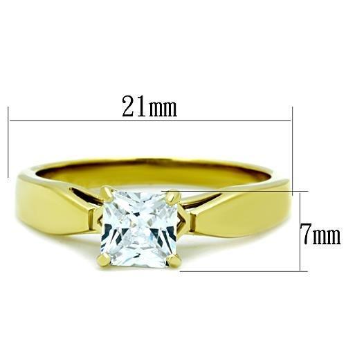 TK1511 - IP Gold(Ion Plating) Stainless Steel Ring with AAA Grade CZ  in Clear-1