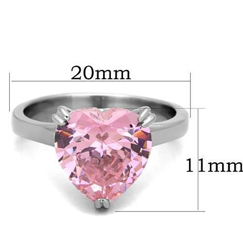 TK1513 - High polished (no plating) Stainless Steel Ring with AAA Grade CZ  in Rose-1