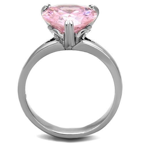 TK1513 - High polished (no plating) Stainless Steel Ring with AAA Grade CZ  in Rose-2