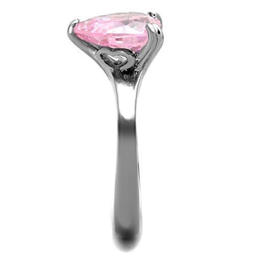 TK1513 - High polished (no plating) Stainless Steel Ring with AAA Grade CZ  in Rose-3
