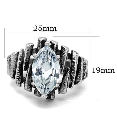 TK1516 - High polished (no plating) Stainless Steel Ring with AAA Grade CZ  in Clear-1