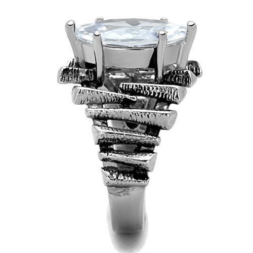 TK1516 - High polished (no plating) Stainless Steel Ring with AAA Grade CZ  in Clear-3