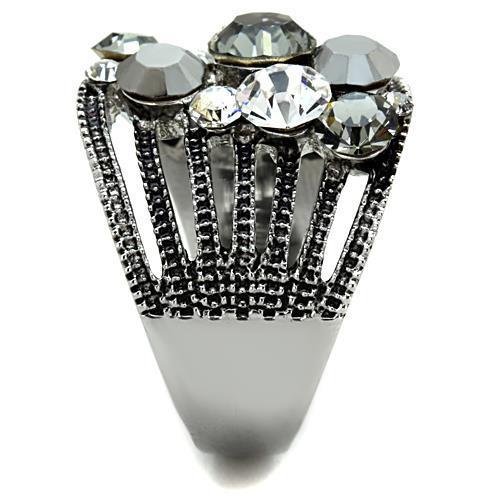TK1521 - High polished (no plating) Stainless Steel Ring with Top Grade Crystal  in Black Diamond-3