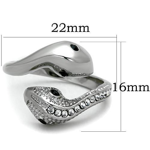 TK1532 - High polished (no plating) Stainless Steel Ring with Top Grade Crystal  in Jet-1