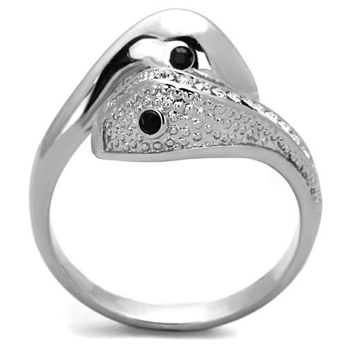 TK1532 - High polished (no plating) Stainless Steel Ring with Top Grade Crystal  in Jet-2