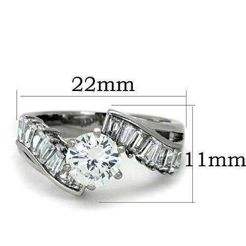 TK1533 - High polished (no plating) Stainless Steel Ring with AAA Grade CZ  in Clear-1