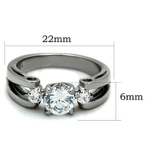 TK1537 - High polished (no plating) Stainless Steel Ring with AAA Grade CZ  in Clear-1