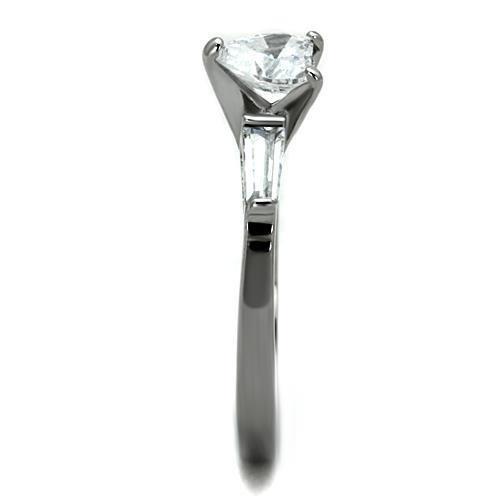 TK1541 - High polished (no plating) Stainless Steel Ring with AAA Grade CZ  in Clear-3