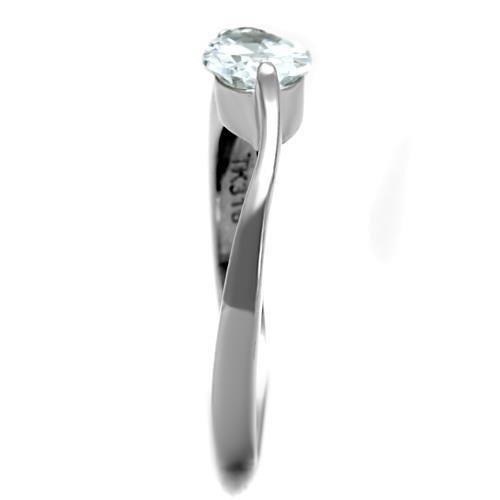 TK1542 - High polished (no plating) Stainless Steel Ring with AAA Grade CZ  in Clear-3