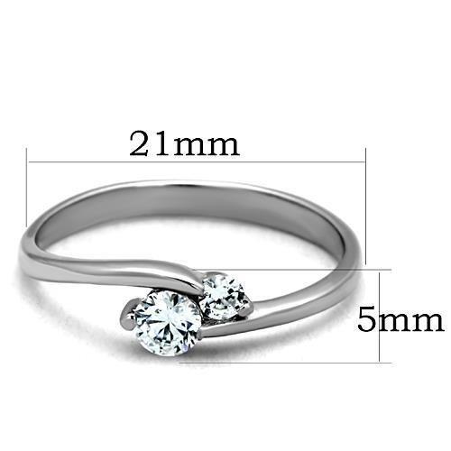 TK1544 - High polished (no plating) Stainless Steel Ring with AAA Grade CZ  in Clear-1