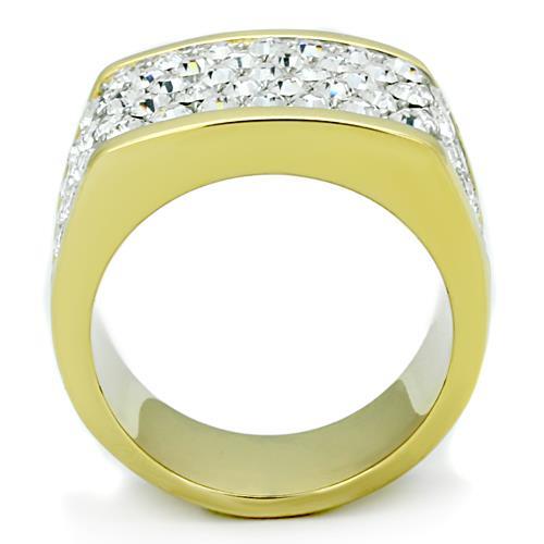 TK1545 - Two-Tone IP Gold (Ion Plating) Stainless Steel Ring with Top Grade Crystal  in Clear-2