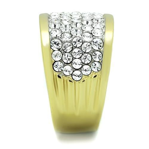 TK1545 - Two-Tone IP Gold (Ion Plating) Stainless Steel Ring with Top Grade Crystal  in Clear-3