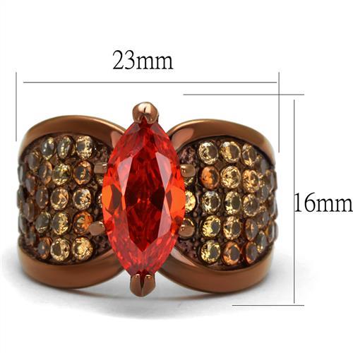 TK1548LC - IP Coffee light Stainless Steel Ring with AAA Grade CZ  in Orange-1