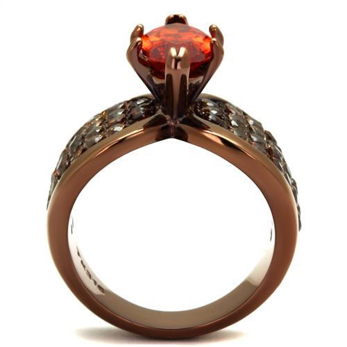 TK1548LC - IP Coffee light Stainless Steel Ring with AAA Grade CZ  in Orange-2