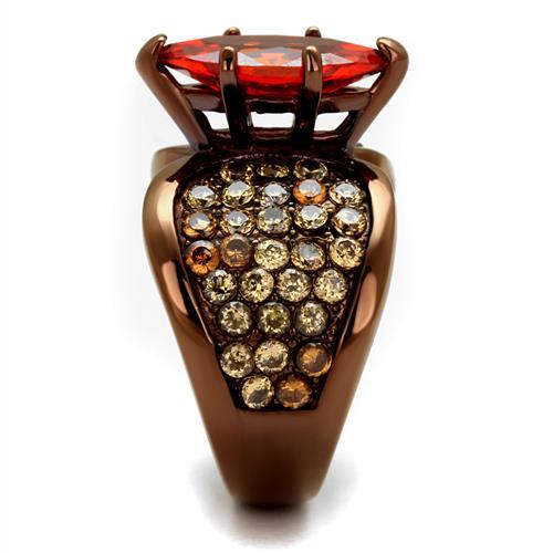 TK1548LC - IP Coffee light Stainless Steel Ring with AAA Grade CZ  in Orange-3