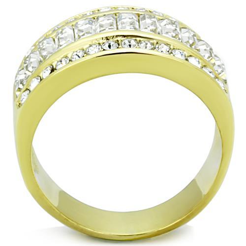 TK1561 - IP Gold(Ion Plating) Stainless Steel Ring with Top Grade Crystal  in Clear-2