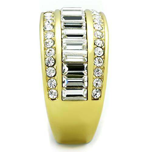 TK1561 - IP Gold(Ion Plating) Stainless Steel Ring with Top Grade Crystal  in Clear-3