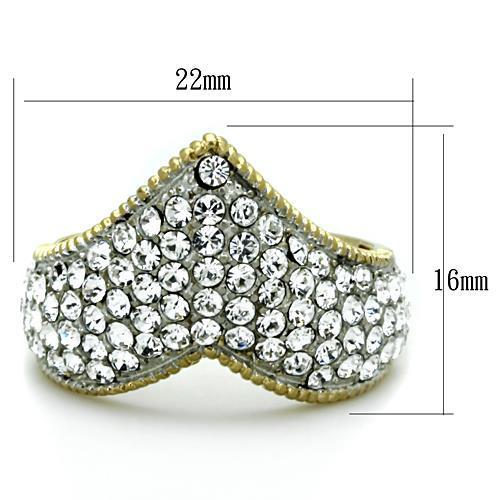 TK1562 - Two-Tone IP Gold (Ion Plating) Stainless Steel Ring with Top Grade Crystal  in Clear-1