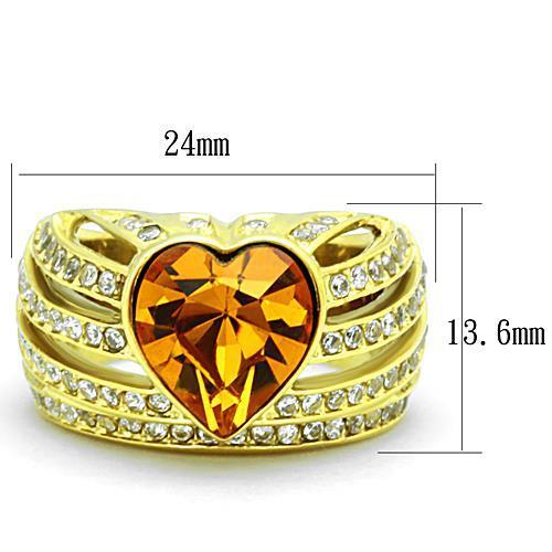 TK1563 - IP Gold(Ion Plating) Stainless Steel Ring with Top Grade Crystal  in Topaz-1