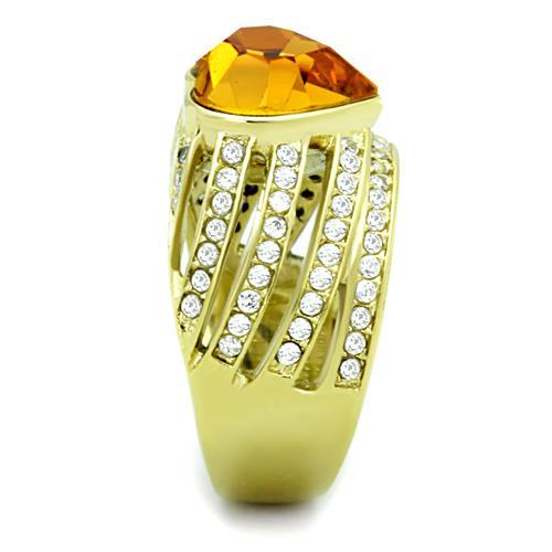 TK1563 - IP Gold(Ion Plating) Stainless Steel Ring with Top Grade Crystal  in Topaz-3