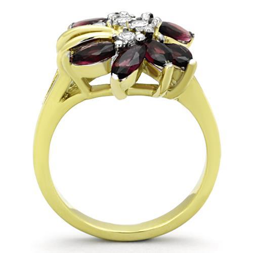 TK1565 - Two-Tone IP Gold (Ion Plating) Stainless Steel Ring with Synthetic Synthetic Glass in Amethyst-2